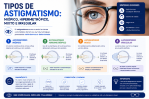 Tipos de astigmatismo: miópico, hipermetrópico, mixto e irregular