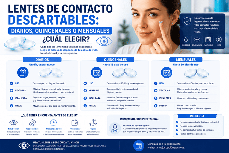 lentes de contacto descartables diarios o mensuales